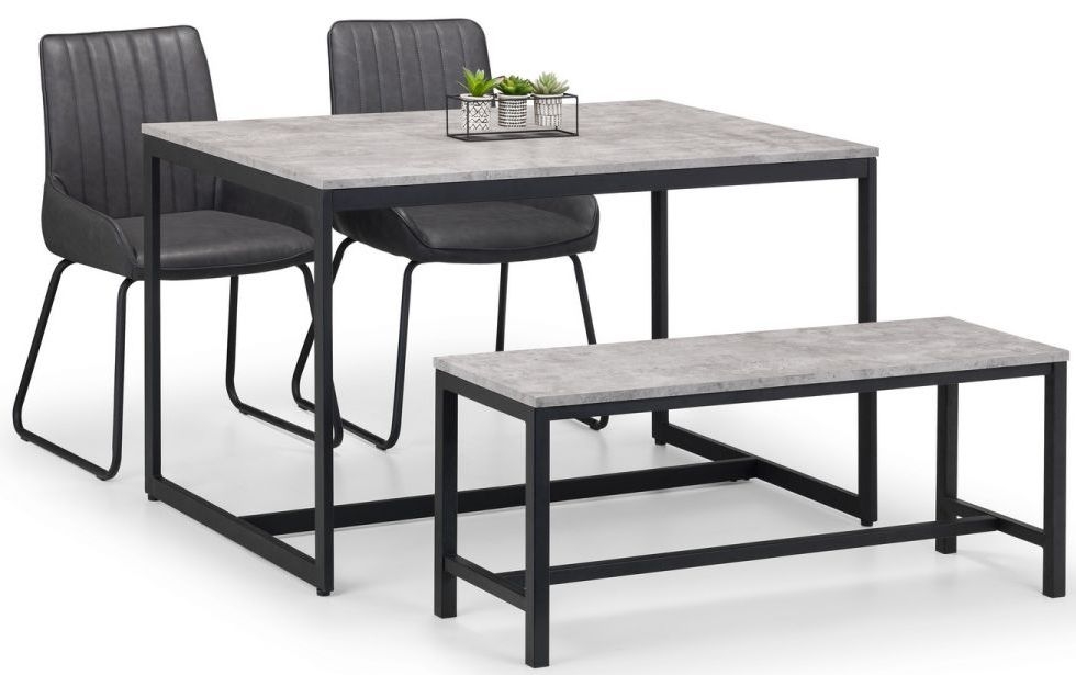 Julian Bowen Staten Concrete Effect Dining Table And Soho 2 Chair With 1 Bench