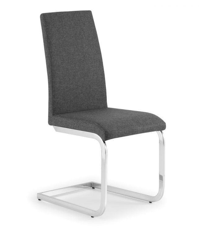 Julian Bowen Roma Cantilever Slate Grey Linen Fabric Dining Chair Sold In Pairs