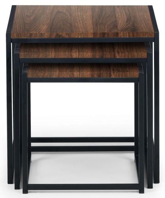 Julian Bowen Tribeca Walnut And Black Metal Nest Of Table