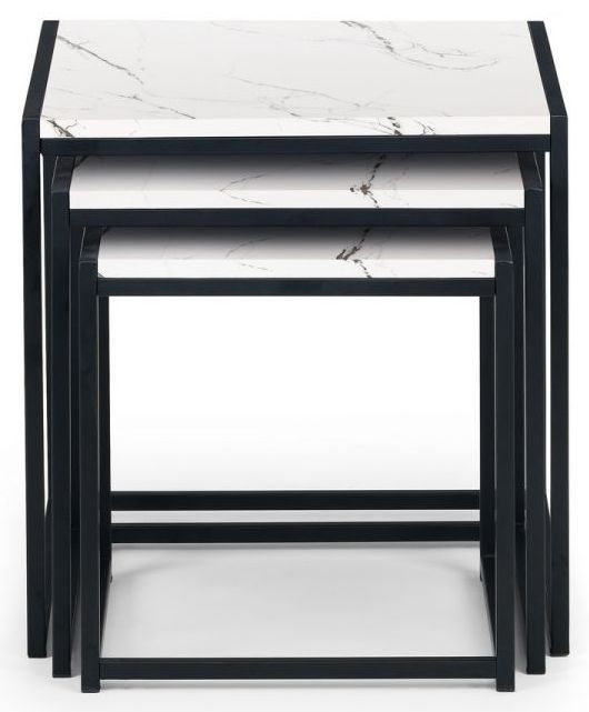 Julian Bowen Tribeca White Marble And Black Nest Of Table