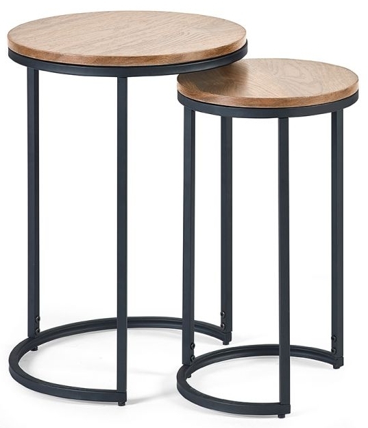 Julian Bowen Tribeca Sonoma Oak And Black Metal Round Nesting Side Table