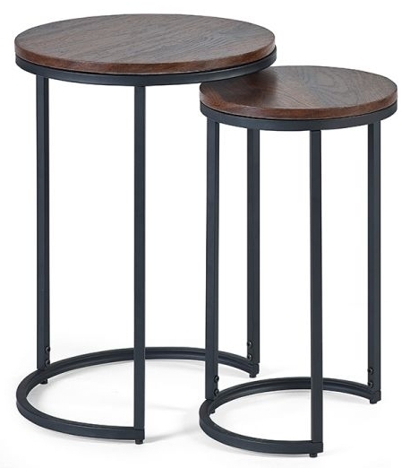 Julian Bowen Tribeca Walnut And Black Metal Round Nesting Side Table