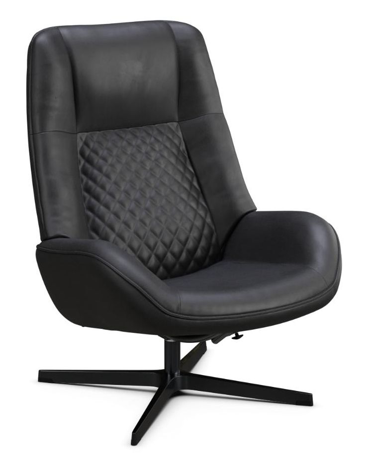 Bordeaux Balder Black Leather Swivel Recliner Chair