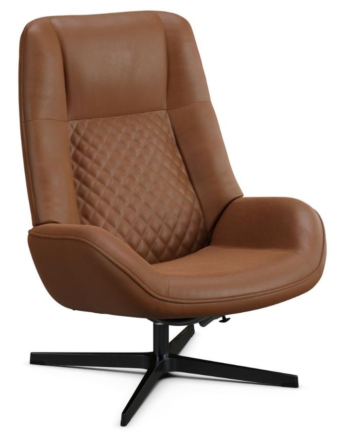 Bordeaux Balder Cognac Leather Swivel Recliner Chair