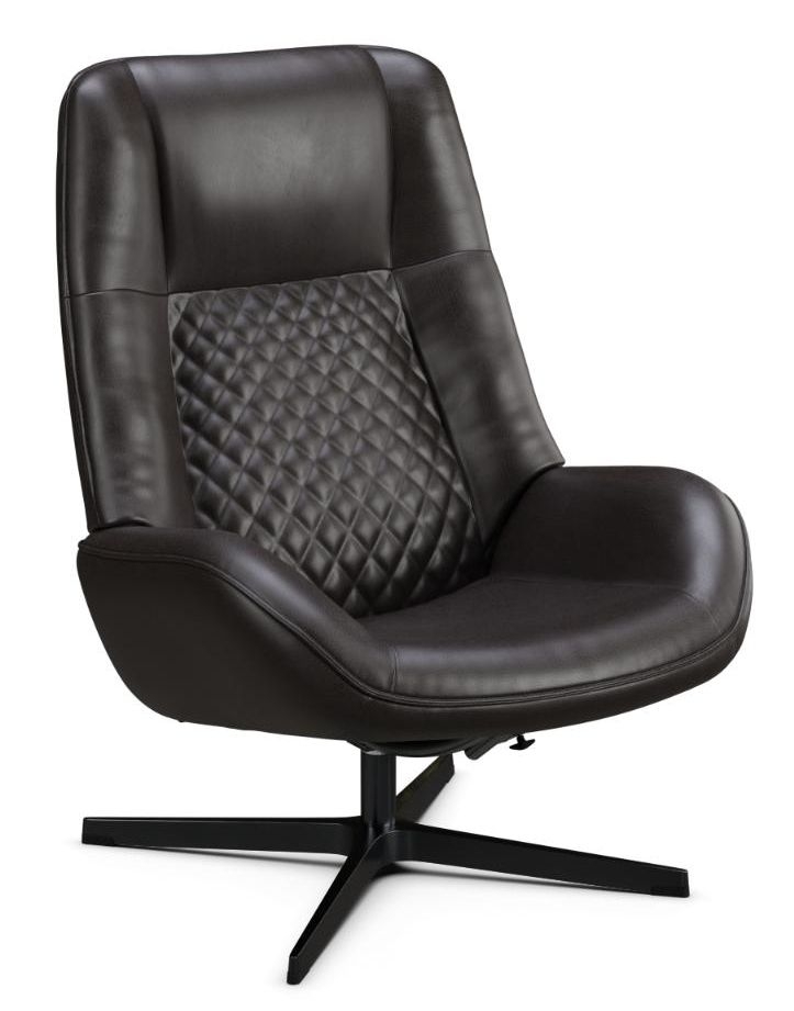 Bordeaux Balder Dark Brown Leather Swivel Recliner Chair