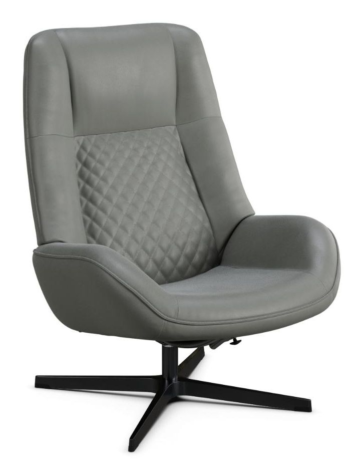 Bordeaux Balder Light Grey Leather Swivel Recliner Chair