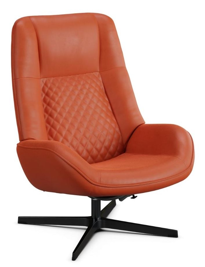 Bordeaux Balder Orange Leather Swivel Recliner Chair