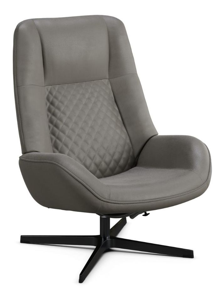 Bordeaux Balder Stone Leather Swivel Recliner Chair