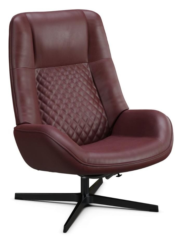 Bordeaux Balder Wine Red Leather Swivel Recliner Chair