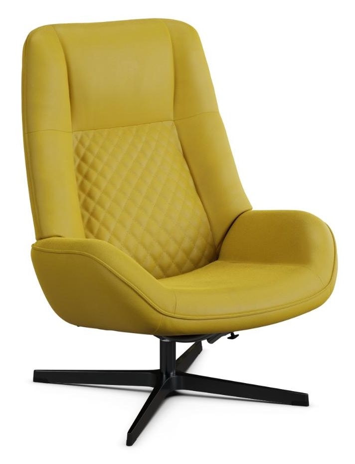 Bordeaux Balder Yellow Leather Swivel Recliner Chair