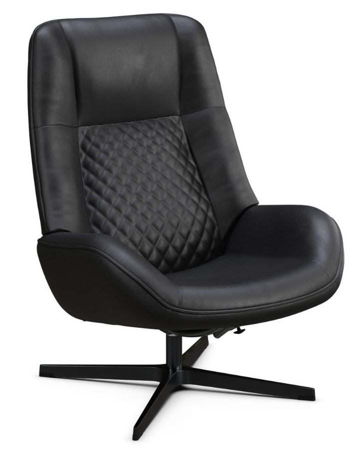 Bordeaux Club Royal Black Leather Swivel Recliner Chair