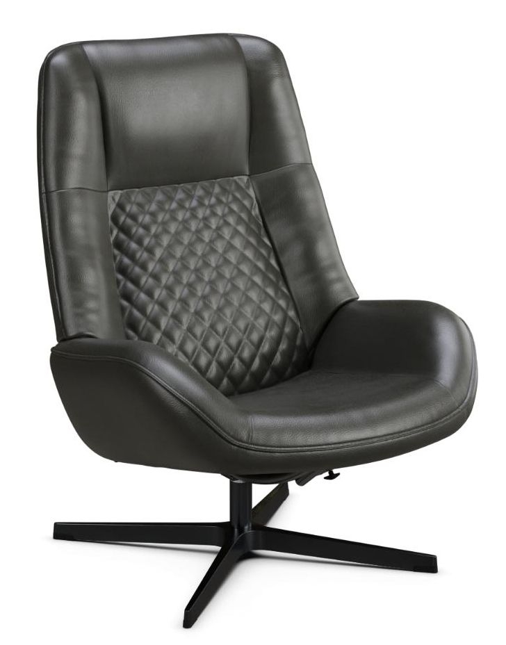 Bordeaux Club Royal Dark Grey Leather Swivel Recliner Chair
