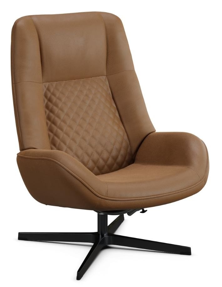 Bordeaux Club Royal Light Brown Leather Swivel Recliner Chair