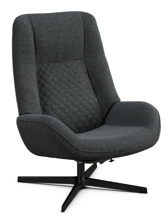 Bordeaux Flannel Dark Grey Fabric Swivel Recliner Chair