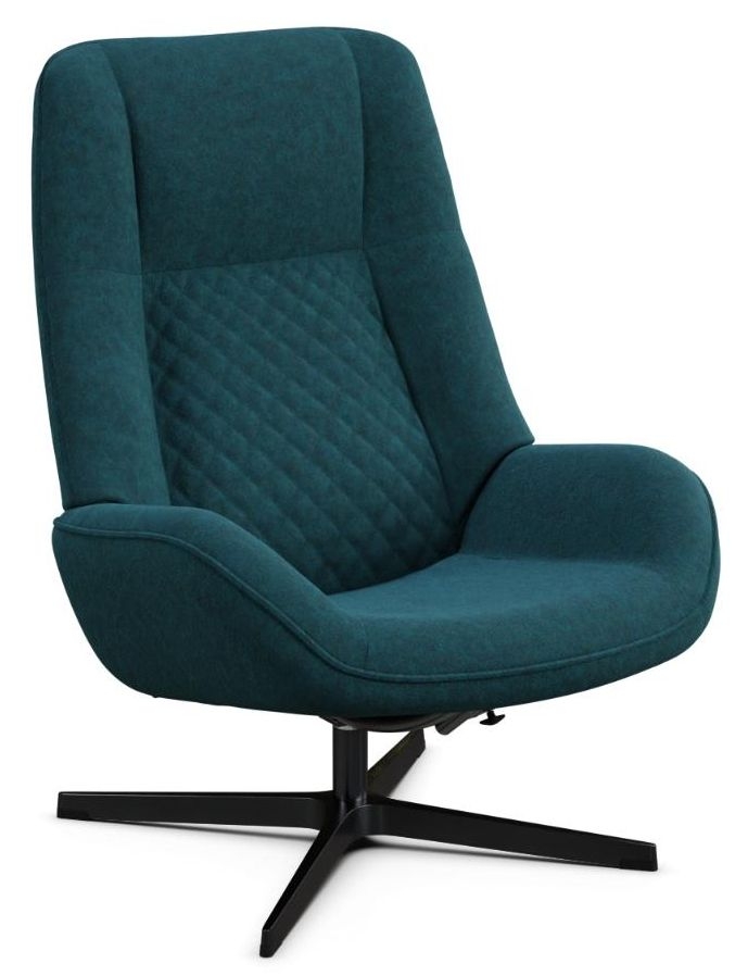 Bordeaux Flannel Dark Petrol Fabric Swivel Recliner Chair