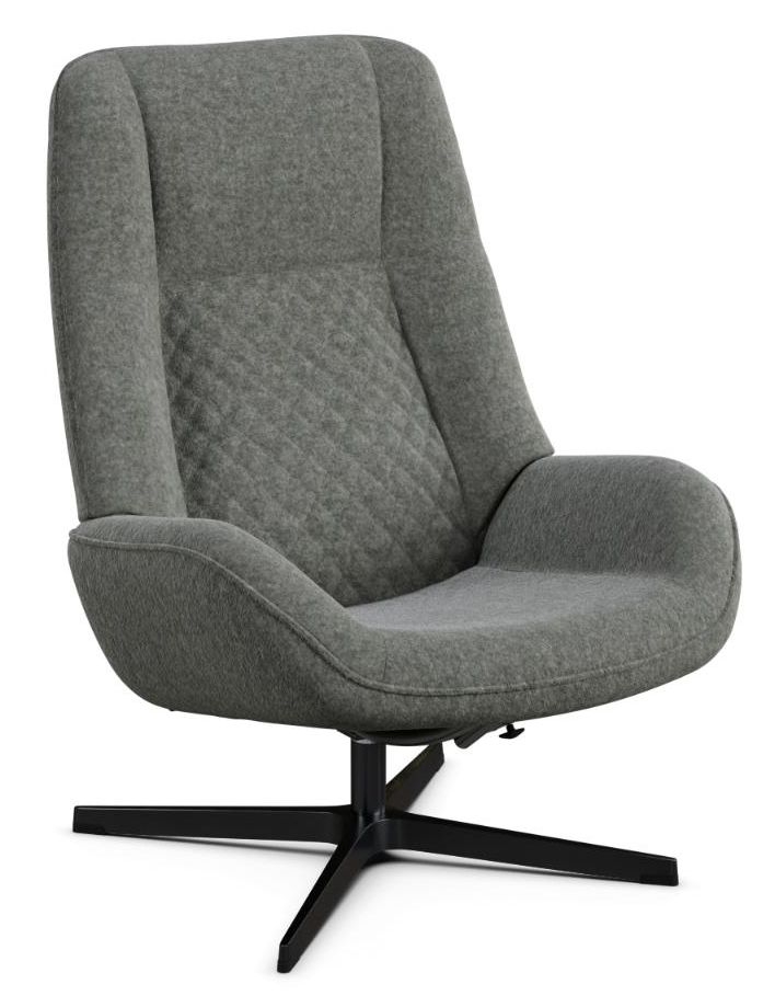 Bordeaux Flannel Grey Fabric Swivel Recliner Chair