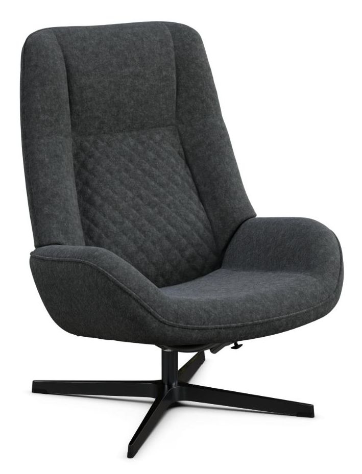 Bordeaux Flannel Steel Grey Fabric Swivel Recliner Chair