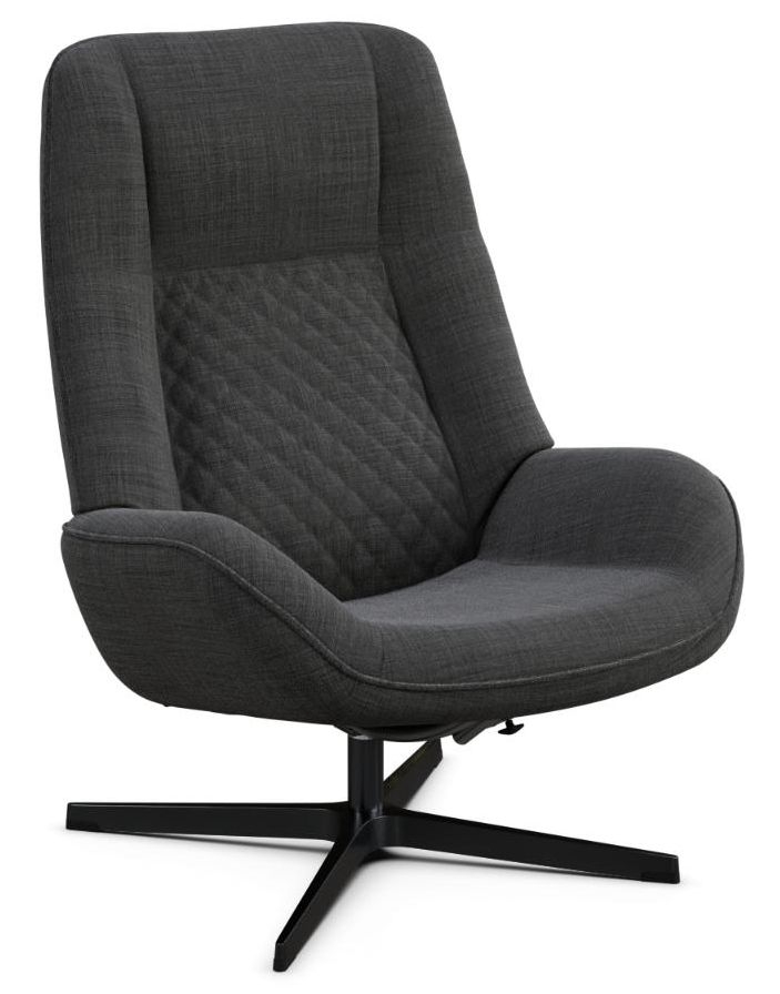 Bordeaux Lido Dark Grey Fabric Swivel Recliner Chair