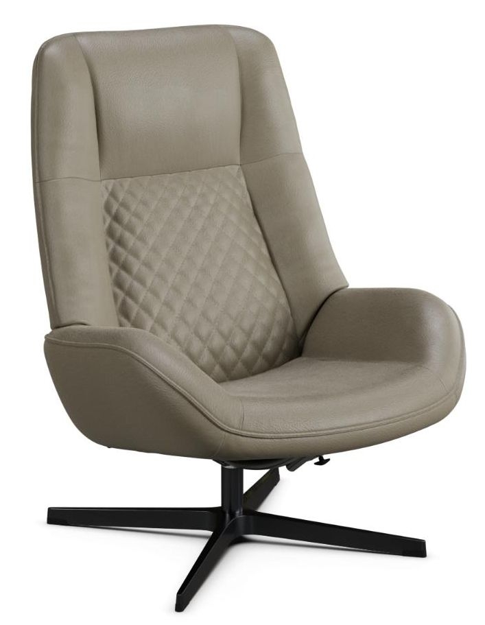 Bordeaux Soft Stone Leather Swivel Recliner Chair