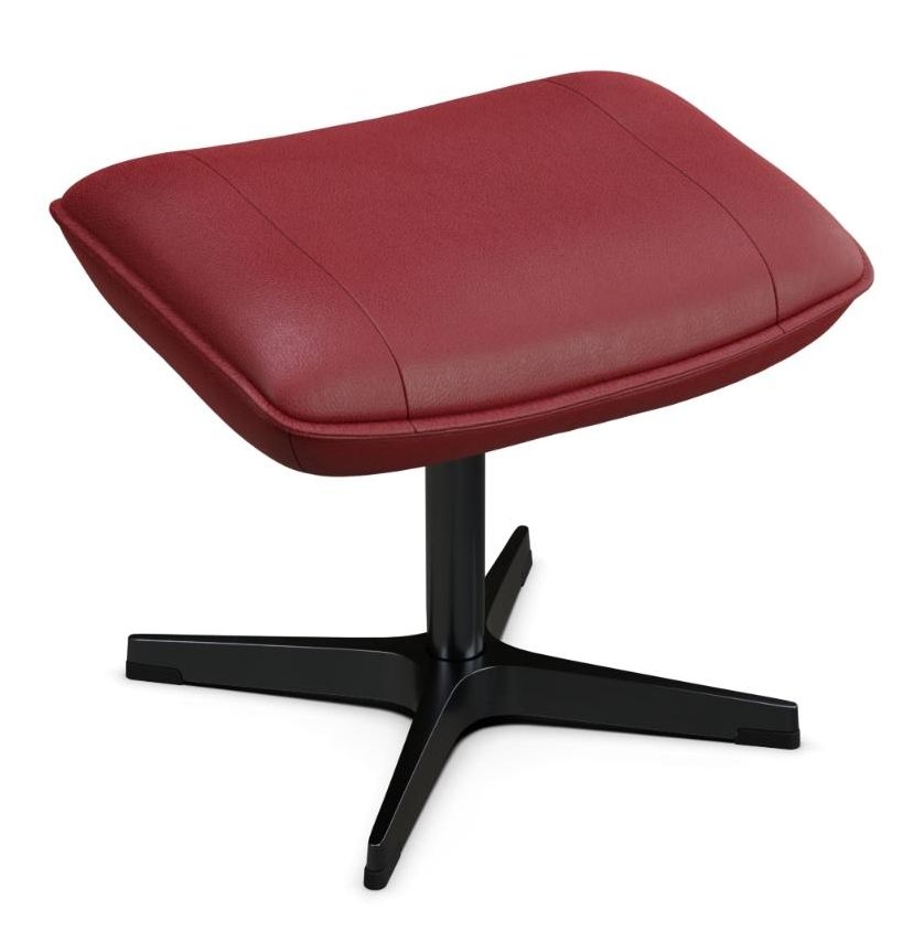 Bordeaux Balder Red Leather Footstool