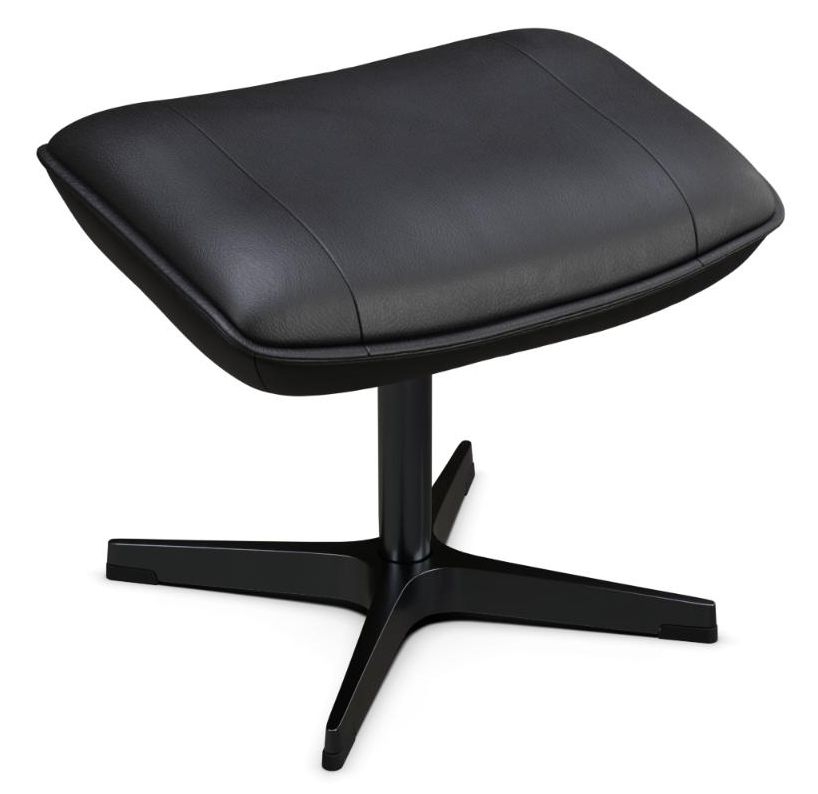 Bordeaux Club Royal Black Leather Footstool