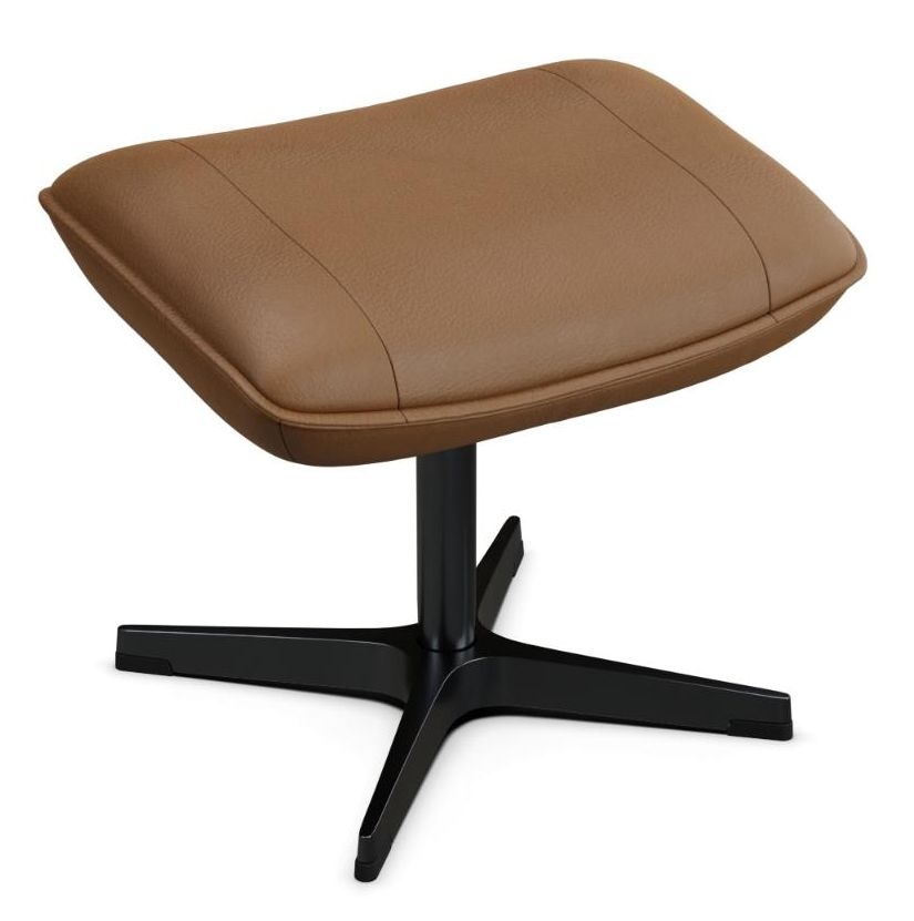 Bordeaux Club Royal Light Brown Leather Footstool