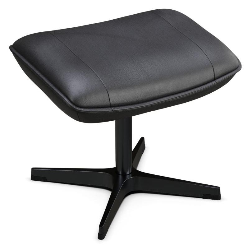 Bordeaux Soft Black Leather Footstool