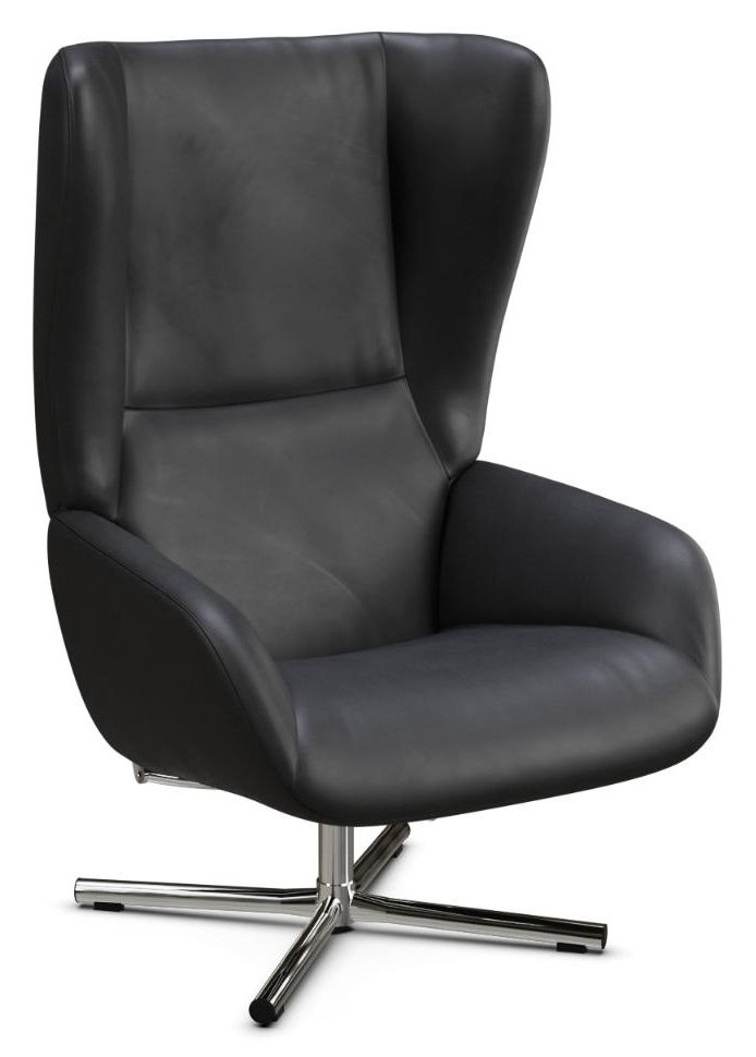 Chef Balder Black Leather Swivel Recliner Chair