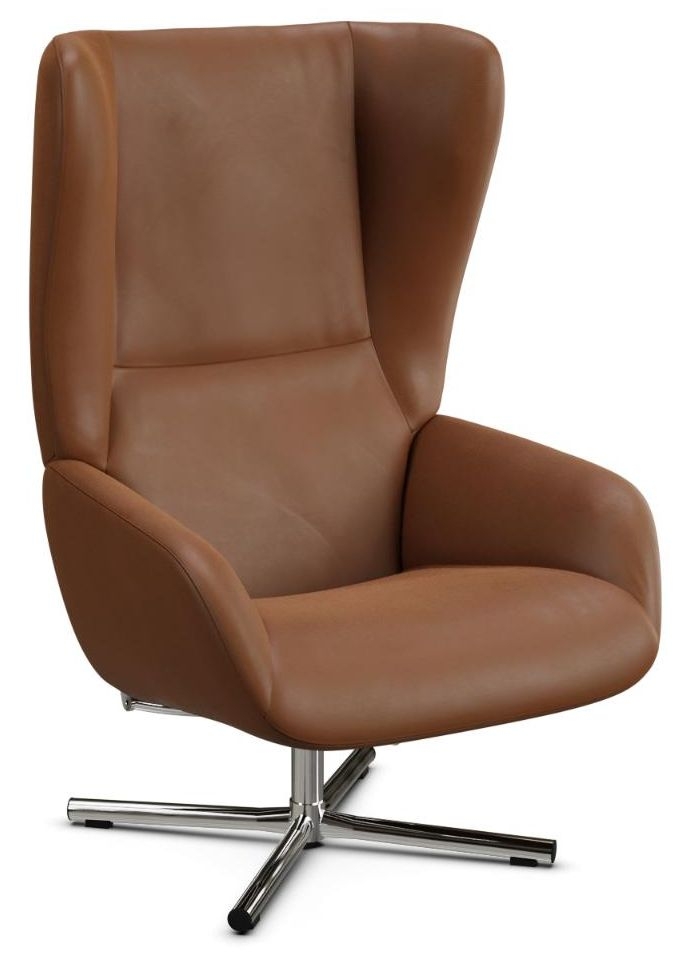 Chef Balder Cognac Leather Swivel Recliner Chair