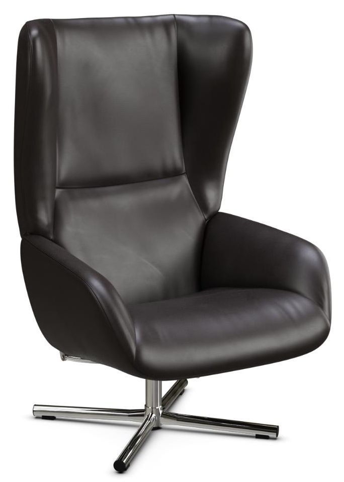 Chef Balder Dark Brown Leather Swivel Recliner Chair