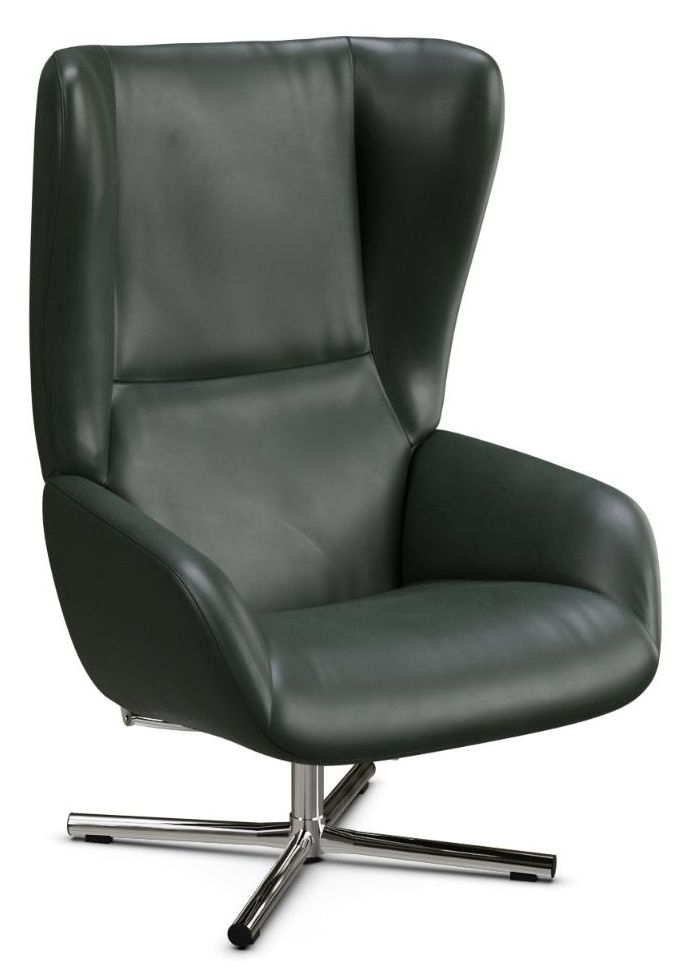 Chef Balder Dark Green Leather Swivel Recliner Chair