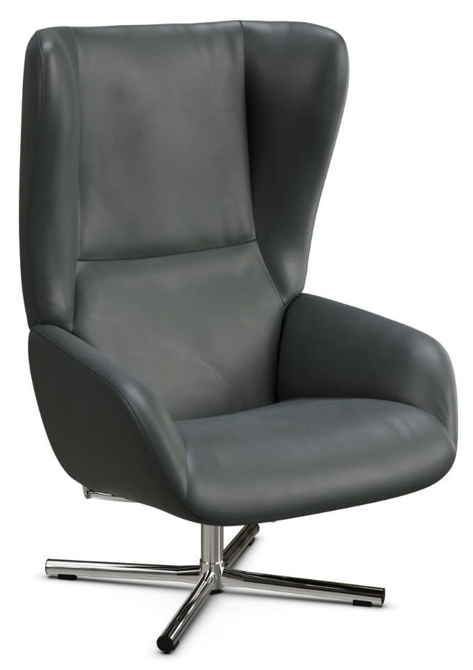 Chef Balder Grey Leather Swivel Recliner Chair