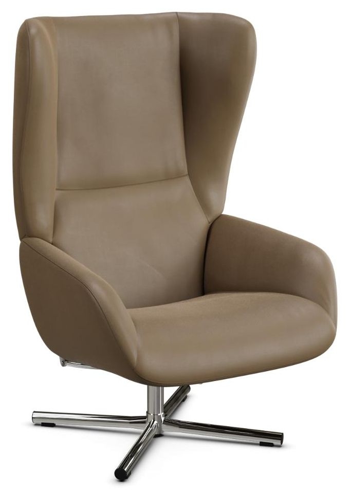 Chef Balder Nougat Leather Swivel Recliner Chair