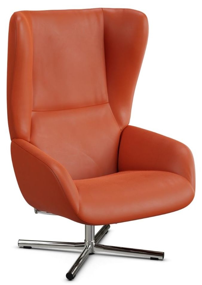 Chef Balder Orange Leather Swivel Recliner Chair
