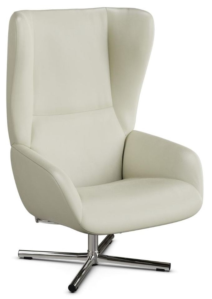 Chef Balder White Leather Swivel Recliner Chair