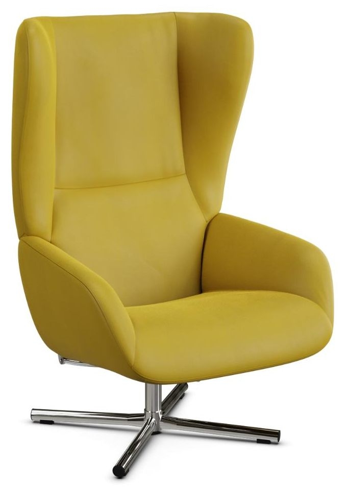 Product photograph of Chef Balder Yellow Leather Swivel Recliner Chair from Choice Furniture Superstore