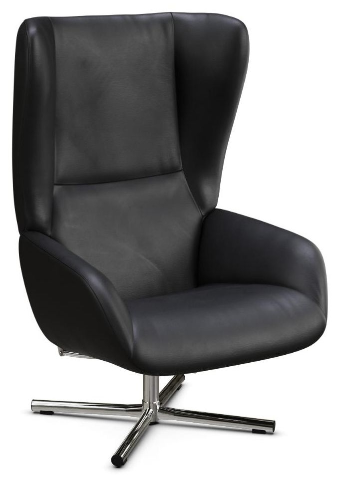 Chef Club Royal Black Leather Swivel Recliner Chair