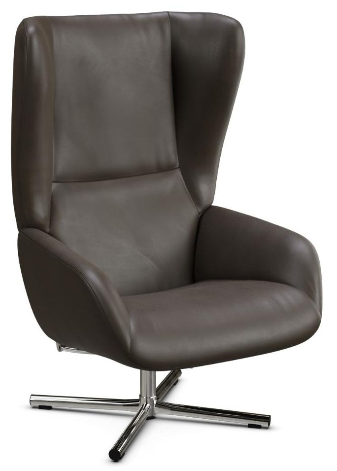 Chef Club Royal Brown Leather Swivel Recliner Chair