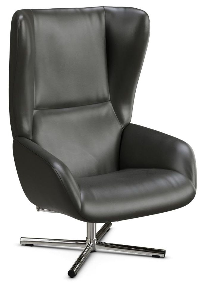 Chef Club Royal Dark Grey Leather Swivel Recliner Chair