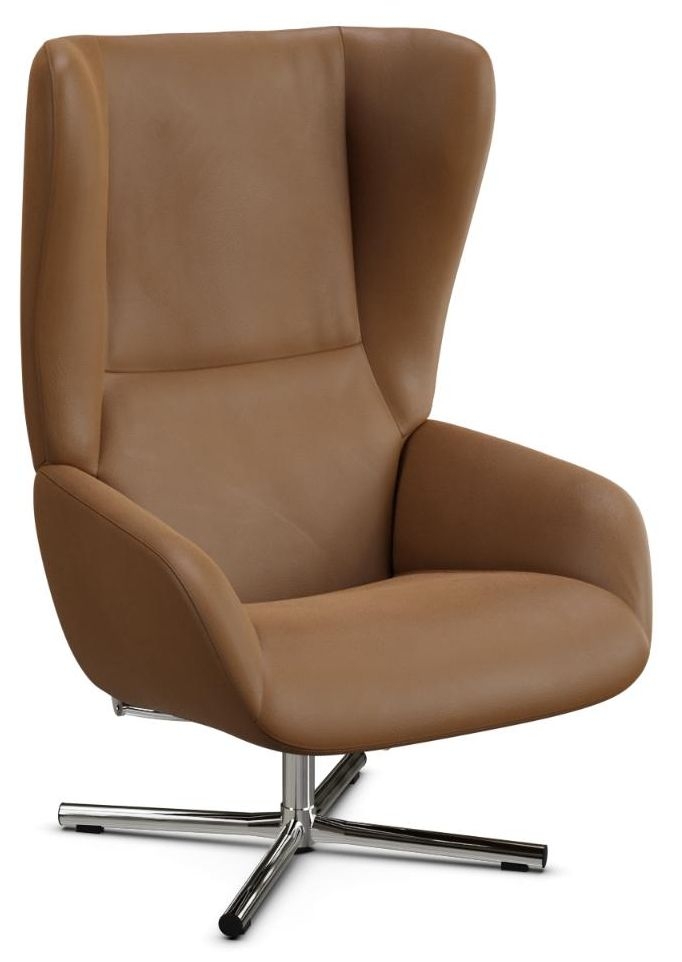 Chef Club Royal Light Brown Leather Swivel Recliner Chair