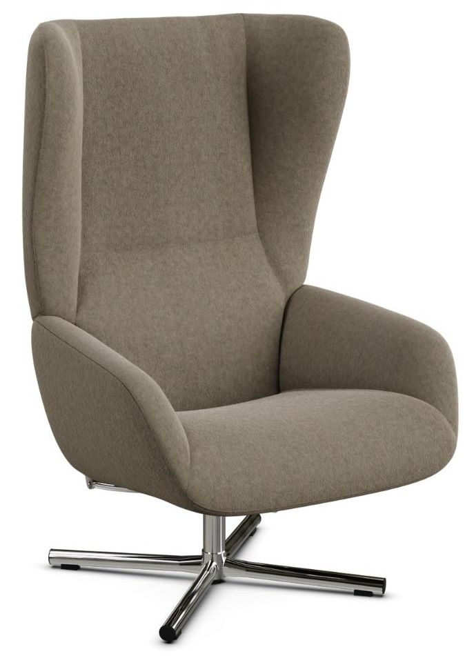 Chef Flannel Beige Fabric Swivel Recliner Chair