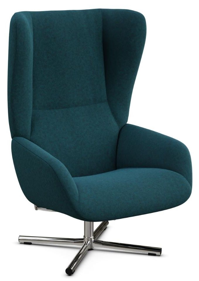 Chef Flannel Dark Petrol Fabric Swivel Recliner Chair