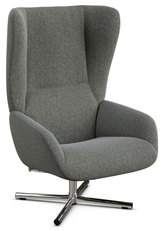 Chef Flannel Grey Fabric Swivel Recliner Chair