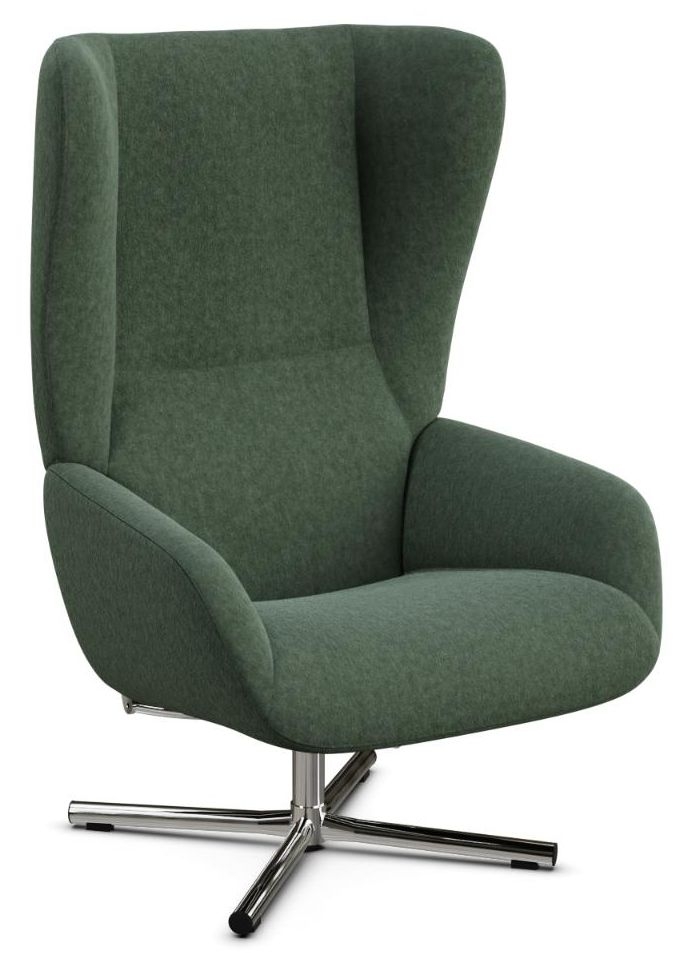 Chef Flannel Light Green Fabric Swivel Recliner Chair