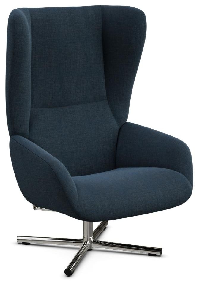 Chef Lido Dark Blue Fabric Swivel Recliner Chair