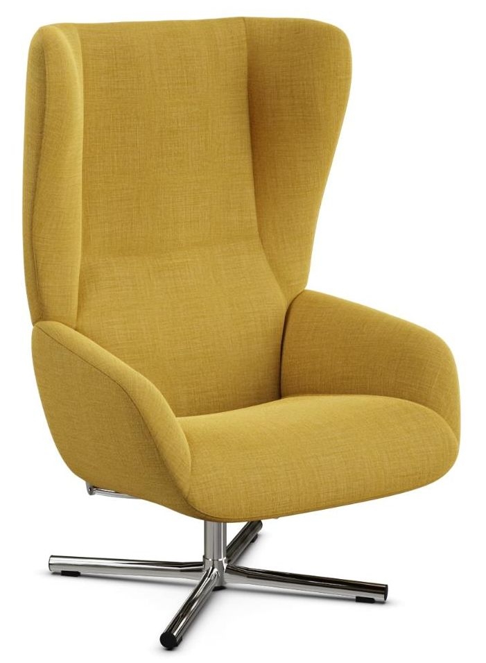 Chef Lido Yellow Fabric Swivel Recliner Chair