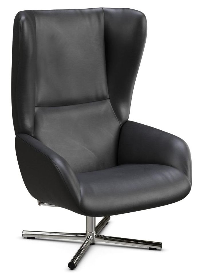 Chef Soft Black Leather Swivel Recliner Chair