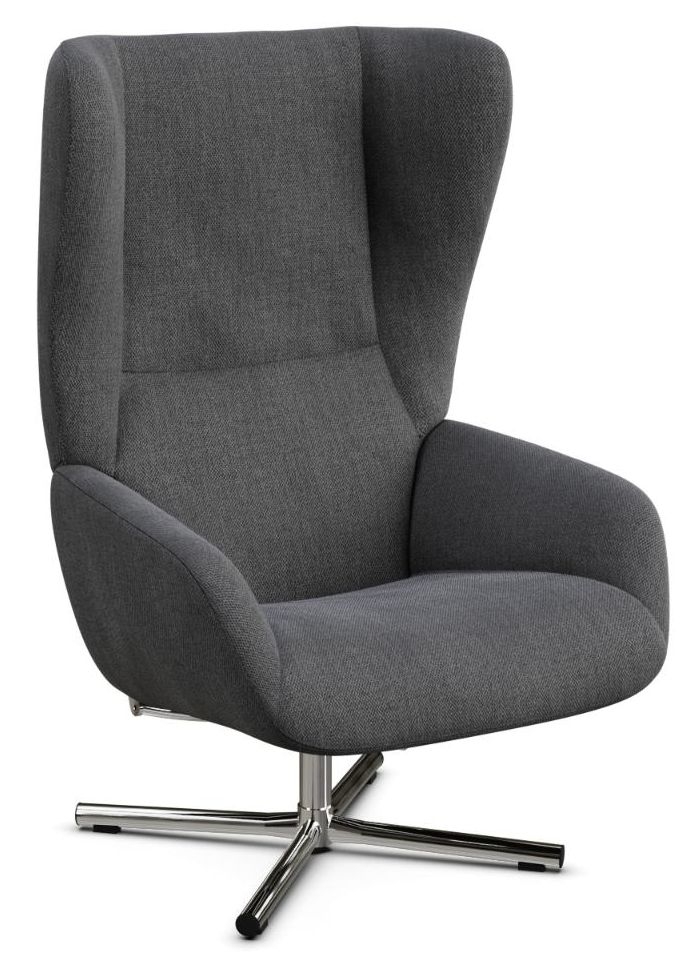 Chef Yeti Fr Dark Grey Fabric Swivel Recliner Chair