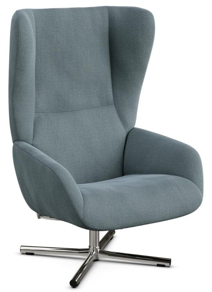 Chef Yeti Fr Light Blue Fabric Swivel Recliner Chair