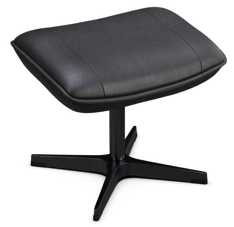 Chef Balder Black Leather Footstool